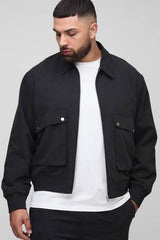 Plus Boxy Technical Utility Cargo Pocket Harrington Jacket