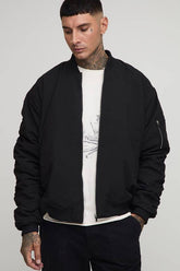Tall Oversized Peached Embroidered MA1 Bomber Jacket