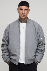Tall Oversized Peached Embroidered MA1 Bomber Jacket