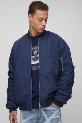 Tall Oversized Peached Embroidered MA1 Bomber Jacket
