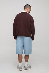 Boxy Embroidered Diamond Argyle Knitted Jumper