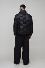 Tall High Shine Weft Oversized Funnel Neck Puffer Jacket