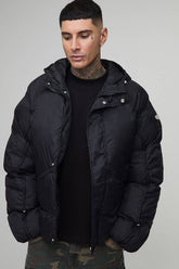 Tall Oversized Fit Ruched Sleeve Panelled Puffer Jacket