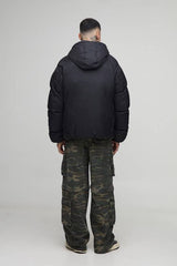 Tall Oversized Fit Ruched Sleeve Panelled Puffer Jacket