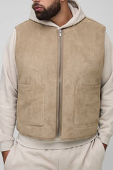 Plus Boxy Oversized Fit Reversible Borg & Suede Gilet