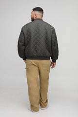 Plus Quilted Carpenter Pocket Regular Fit Bomber Jacket