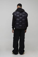 Tall High Shine Weft Oversized Funnel Neck Gilet