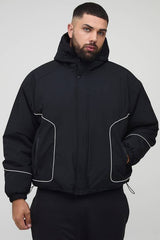 Plus Regular Fit Piping Detail Nylon Padded Parka