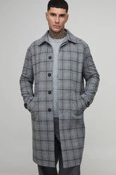 Tall Regular Fit Raglan Single Breasted Check Collar Buckle Car Coat