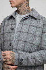 Tall Regular Fit Raglan Single Breasted Check Collar Buckle Car Coat