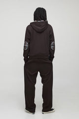 Chocolate Check Applique Zip Through Hoodie