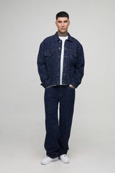 Tall Textured Denim Boxy Oversized Denim Jacket