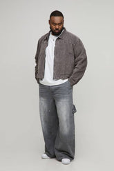 Plus Washed Cord Relaxed Boxy Worker Jacket