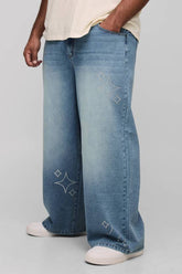 Plus Star Rhinestone Baggy Fit Jeans