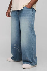 Plus Star Rhinestone Baggy Fit Jeans