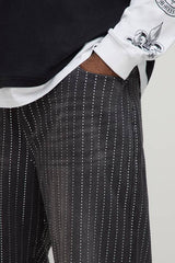 Plus Stripe Rhinestone Relaxed Fit Jeans