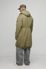 Tall Regular Fit Peached Nylon Funnel Neck Mid Length Parka Jacket