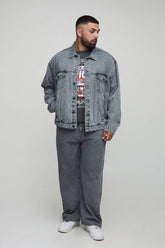 Plus Acid Wash Boxy Oversized Denim Jacket