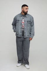 Plus Acid Wash Boxy Oversized Denim Jacket