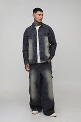 Tall Tinted Washed Boxy Oversized Denim Jacket