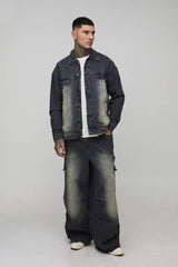 Tall Tinted Washed Boxy Oversized Denim Jacket