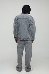Tall Acid Wash Boxy Oversized Denim Jacket