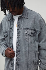 Tall Acid Wash Boxy Oversized Denim Jacket