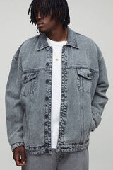 Tall Acid Wash Boxy Oversized Denim Jacket