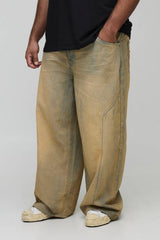 Plus Baggy Fit Washed Star Applique Jeans