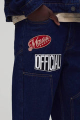 Varsity Badge Applique Flared Carpenter Co-Ord Jeans