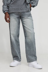 Relaxed Fit Washed Knee Dart Jeans