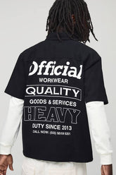 Official Embroidered Back Oversized Short Sleeve Shirt