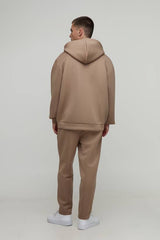 Oversized Bonded Scuba Zip Through Hoodie
