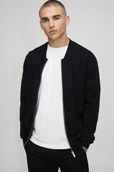 Regular Fit Smart Knitted Bomber Jacket