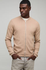 Regular Fit Smart Knitted Bomber Jacket