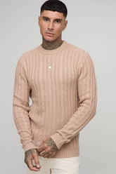 Tall Essential Muscle Fit Cable Knit Jumper