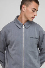 Regular Zip Through Pocket Detail Overshirt