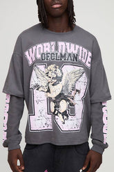 Oversized Worldwide Varsity Long Sleeve T-Shirt