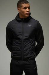 Man Active Lightweight Quilted Zip Through Regular Fit Hoodie