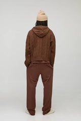 Oversized Zip Up Cable Knitted Hoodie