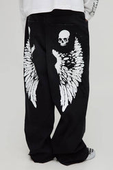 Baggy Skater Angel Printed Denim Jeans
