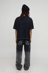 Relaxed Raw Edge Applique Denim Jeans