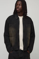 Oversized Boxy Brown Washed Denim Jacket