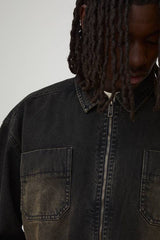 Oversized Boxy Brown Washed Denim Jacket