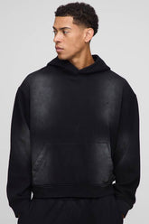 Oversized Boxy Spray Wash Man Sport Embroidered Hoodie