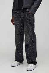 Tall Washed Pearl & Rhinestone Ripped Relaxed Fit Jeans