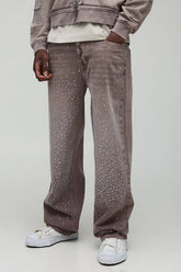 Tall Overdye Relaxed Fit All Over Rhinestone Jeans