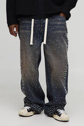 Plus Tinted Rhinestone Extended Drawcord Relaxed Fit Jeans