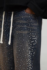 Plus Tinted Rhinestone Extended Drawcord Relaxed Fit Jeans