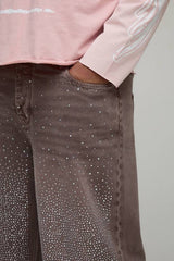 Plus Overdye Relaxed Fit All Over Rhinestone Jeans